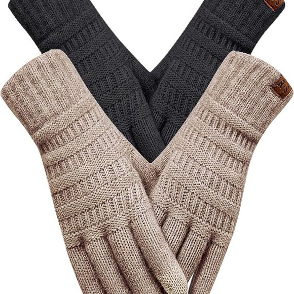 Accessories - Winter Gloves Women Touch Screen Warm Knit Fleece Lining Elastic Cozy